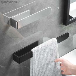 Non-Punch Towel Rack Bathroom Shelf Simple Space Aluminium Towel Bar Self Adhesive Fixation Kitchen Towel Holder L230704