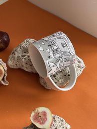 Mugs Art Illustration Ceramic Mug Cute Coffee Cups Personality Gift Household Colour Painting Kawaii Girls Breakfast Oat Milk