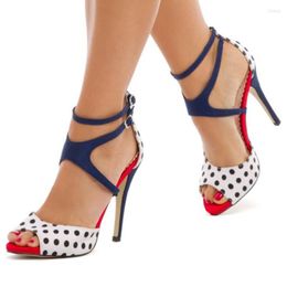 Sandals GOOFLORON Shoe Woman Sandal Marriage Large Size Fashionable Dot Cloth High-heeled ShoeS