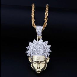 14K GOLD ICED OUT CZ BLING NARUTO PENDANT NECKLACE MENS HIP HOP Micro Pave Cubic Zirconia Simulated Diamonds Necklace276P