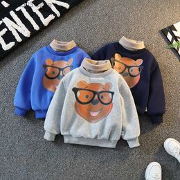 Hoodies Sweatshirts Boys Sweatshirts Winter Children Cotton Thick Velvet Pullover Hoodies Clothing For Baby 1 To 5 Years Old Kids Casual Warm Tops T230720