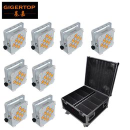 8IN1 Charging Flight Case 9 18W RGBWA UV Colour Battery Powered LED Par Light 6in1 Colour Dj Led Wedding Background Washer White TP225s