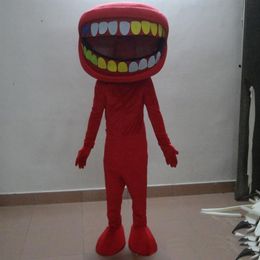 2019 High quality red big mouth mascot costume with different colours of teeth for adult to wear for 244t