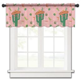 Curtain Cactus Shoes Hat Star Dots Kitchen Small Window Tulle Sheer Short Bedroom Living Room Home Decor Voile Drapes