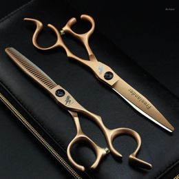 Professional Hairdressing Cutting Scissors 6 Inch Thinning Shears Salon Barbers JP440C Gold Hair Tesouras12747