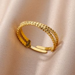 Stainless Steel Rings for Women Adjustable Gold Plated Finger Ring 2023 Trend Luxury New in Design Jewerly anillos