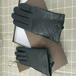 Luxury designer gloves men's and women's leather gloves women's sheepskin touch screen winter thickened warm brand 255y