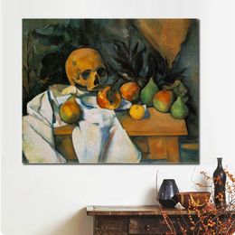 Modern Hand Painted Abstract Canvas Art Still Life with Skull 1898 Paul Cezanne Oil Painting Home Decor for Bedroom