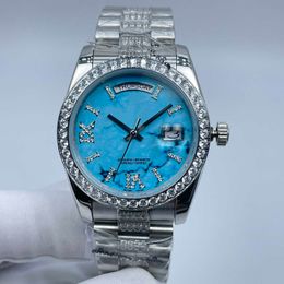 High quality luxury Roman small diamond dial bezel small diamond plus middle row drill 36mm women's watch 2813 automatic steel waterproof watch