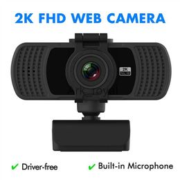 Webcams Webcam 2K Full HD 4MP Webcam with Microphone Twoway Audio USB Web Cam for Computer PC Live Broadcast Youtube Meeting Work J230720