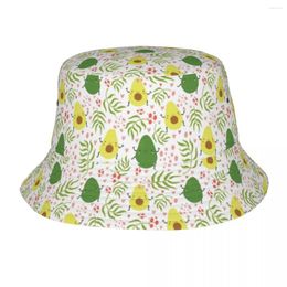 Berets Custom Cute Green Avocado Pattern Bucket Hats Women Men Fashion Summer Outdoor Sun Fisherman Cap