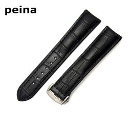 20mm New High quality Black And Brown Genuine Leather Watch Bands strap With Stainless Steel Clasp For Omega Watch305P