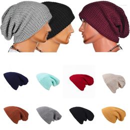 Berets Beanies For Men Solid Woolen Thickened Knit Cap Warm Hat Women Beanie Winter Hats Casual Hip Hop Unisex Slouchy Skull Caps