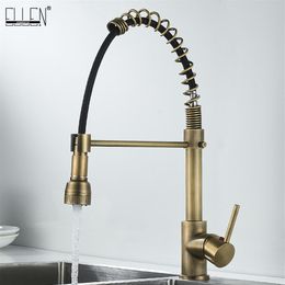 ELLEN Antique Bronze Kitchen Faucet Cold Water Mixer Tap Spring Type Brass Deck Mounted Sink Faucets EL9009A311S