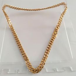 Classics 10k Fine Solid GOLD FINISH Stripe Cuban Curb Chain NECKLACE 24 Heavy Jewellery THICK234U