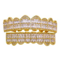 Hip hop grillz for men women diamonds dental grills 18k gold plated fashion gold silver crystal teeth jewelry2448
