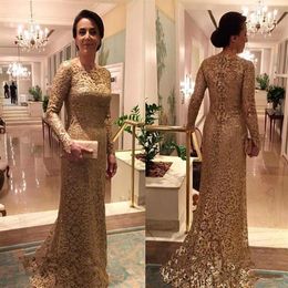 New Vintage Lace Long Sleeves Mother of the Bride Dresses Fitted Formal Godmother Women Wear Evening Wedding Party Guests Dress Pl2899