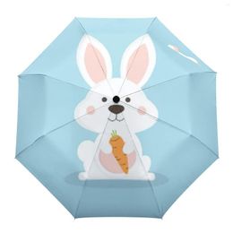 Umbrellas Carrot Cute Animal Cartoon Automatic Parasol Folding Umbrella Male Women Printed Lightweight Rain Gear