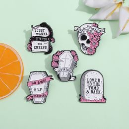 Brooches Pins for Women Vintage Tomb Letter Fashion Funny Badge for Dress Cloths Bags Decor Cute Enamel Metal Jewellery Wholesale