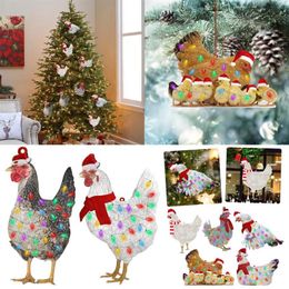 Christmas Decorations Scarf Chicken Tree Ornaments 2021 Xmas Gift Merry For Home Natal Navidad Year 2022302M