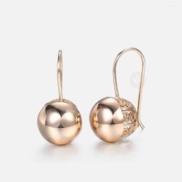 Stud Earrings Davieslee 585 Rose Gold Color Womens Snap Closure Round Ball Earring For Women Fashion Wedding Party Jewelry LGE66