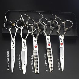 Hair Scissors 6 Inch Haircutting Refined Professional Hairdressing Japanese 440C Steel Original Barber267B