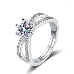 Cluster Rings Silver Colour Trendy Fashion Zircon Cross Adjustable Ring Finger For Women Girl Promise Valentine's Day Jz374