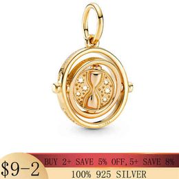 2021 New 100% Real 925 Sterling Silver Spinning Time Turner Pendant Charm Fit Original Pandora 925 Bracelet Necklace DIY Jewelry214H