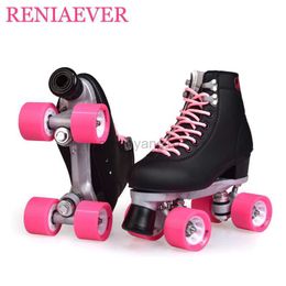 Inline Roller Skates Double Row Roller Skates 4 Wheel Skates For Girls Aluminium Base Polyurethane PU90A Wheels Black PU Shoes Pink Wheels Shipping HKD230720