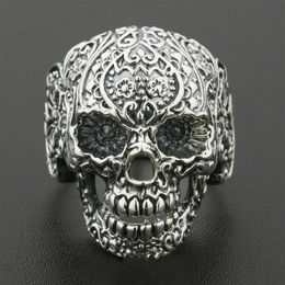 Solid 925 Sterling Silver Skull Ring Mens Biker Rock Punk Style US Size 8 to 12307A