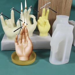 Craft Tools Hand Shape Silicone Mould Creative Gesture Scented Candle Wax Making Mould Home Decor Soap Resin DIY2696