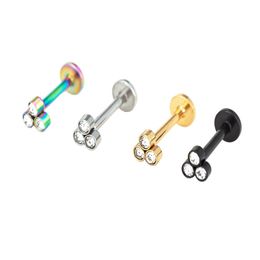 3 clear gem Lip Stud Labret Ring Ear Stud TRAGUS TOP EAR HELIX RIM LABRET EARRING BARbODY PIERCING Jewellery Internally Threaded268z