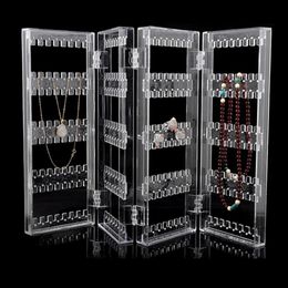 Behogar 4-Panel Foldable Transparent Acrylic Jewellery Display Stand Rack Holder Organiser for Earrings Studs Necklace Bracelets2017
