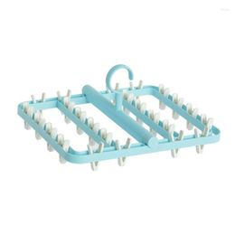 Hangers H7EA 24 Clips Folding Clothes Hanger Multi-function Windproof Drying Rack Underwear