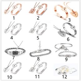 Titanium steel lovers bracelet womens designer necklaces bangles luxury high end Jewellery couple suit classic shield Key Necklace B263g