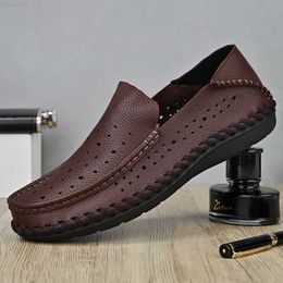 Dress Shoes New Classic Cow Leather Mens Casual Shoes Man Flat Loafers Walk Drive Lazy Footwear Outdoor Breathable Sneakers Business Dress L230720