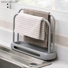 Kitchen Dishcloth Holder Towel Rag Hanger Sink Sponge Holder Rack Shelf For Bathroom Dish Cloth Detachable Organiser L230704