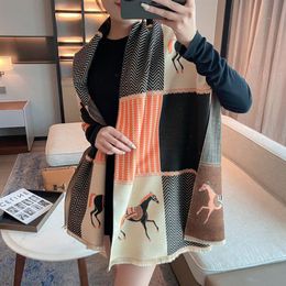 Scarf 2022 New double-sided oversized thickened elegant high-end cashmere shawl for women autumn and winter versatile338T