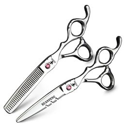 Silver 5 5 inch 6 inch professional hairdressing scissors Japan 440C cutting scissors and thinning set258a