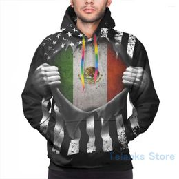 Men's Hoodies Mens Sweatshirt For Women Funny Mexican American Flag USA Mexico Print Casual Hoodie Streatwear