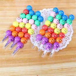 Ship 50pcs 7 Colours New Cute Colourful School Student Crayon Pencil Face Expression crayon pen Tomatoes on a Stick Crayon Chri181Q