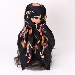 Scarves Women Vintage Scarf Dancer Girl Print Shawl Faux Twill Silk Kerchief Bandana 90 90cm
