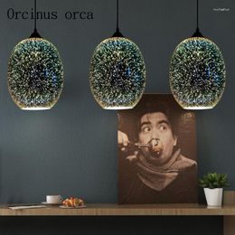 Pendant Lamps 3D Glass Lamp Restaurant Living Room Bedroom Bar Art Creative Personality Retro Industrial Lighting