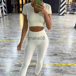 Women's Tracksuits Seamless Sportswear 2 Pieces Yoga Set Women U Neck Crop Top Leggings Pants Fitness Running Workout Clothes Gym Outfit A055TP J230720