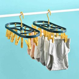 Hangers Racks Plastic Clothes Drying Rack Clips Wind Proof Multifunctional Dormitory Household Underwear Socks Small Drying Rack