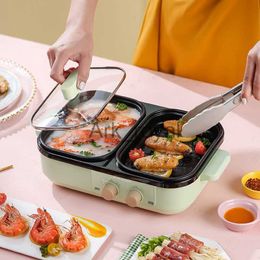 Electric Skillets 2 IN 1 Electric Hot Pot Cooking Pot BBQ Grill Multicooker Electric BBQ Grill Non Stick Plate Barbecue Pan Hot Pot 220V J230720