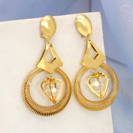 Dangle Earrings For Women Love Heart Circle Pattern Long Hanging Bridal Wedding Jewelry Accesssories Xmas Gifts