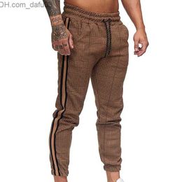 Men's Pants Men Pants Casual Pockets Stripe Plaid Print Trousers Drawstring Long Pants Ankle-Tied Trousers Valentine's Day present For man Z230720