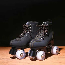 Inline Roller Skates Adult Children Leather Roller Skates Sliding Quad Skating Sneakers Training Men Women Roller Shoes Patines with 4 Flash Wheels HKD230720