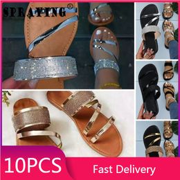 Sandals 10pairs bulk items wholesale lots Womens Shoes Peep Toe Shoes Slippers Flat Sandals Fashion Y2K S8887 230719